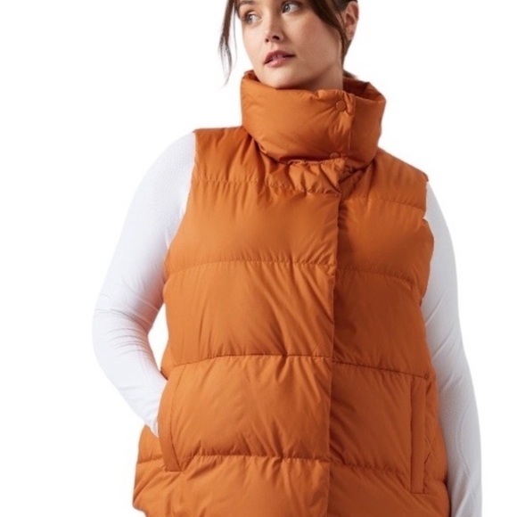 Athleta Puffy Down Vest – Rust Orange – Women’s Large – NWT - Picture 2 of 7